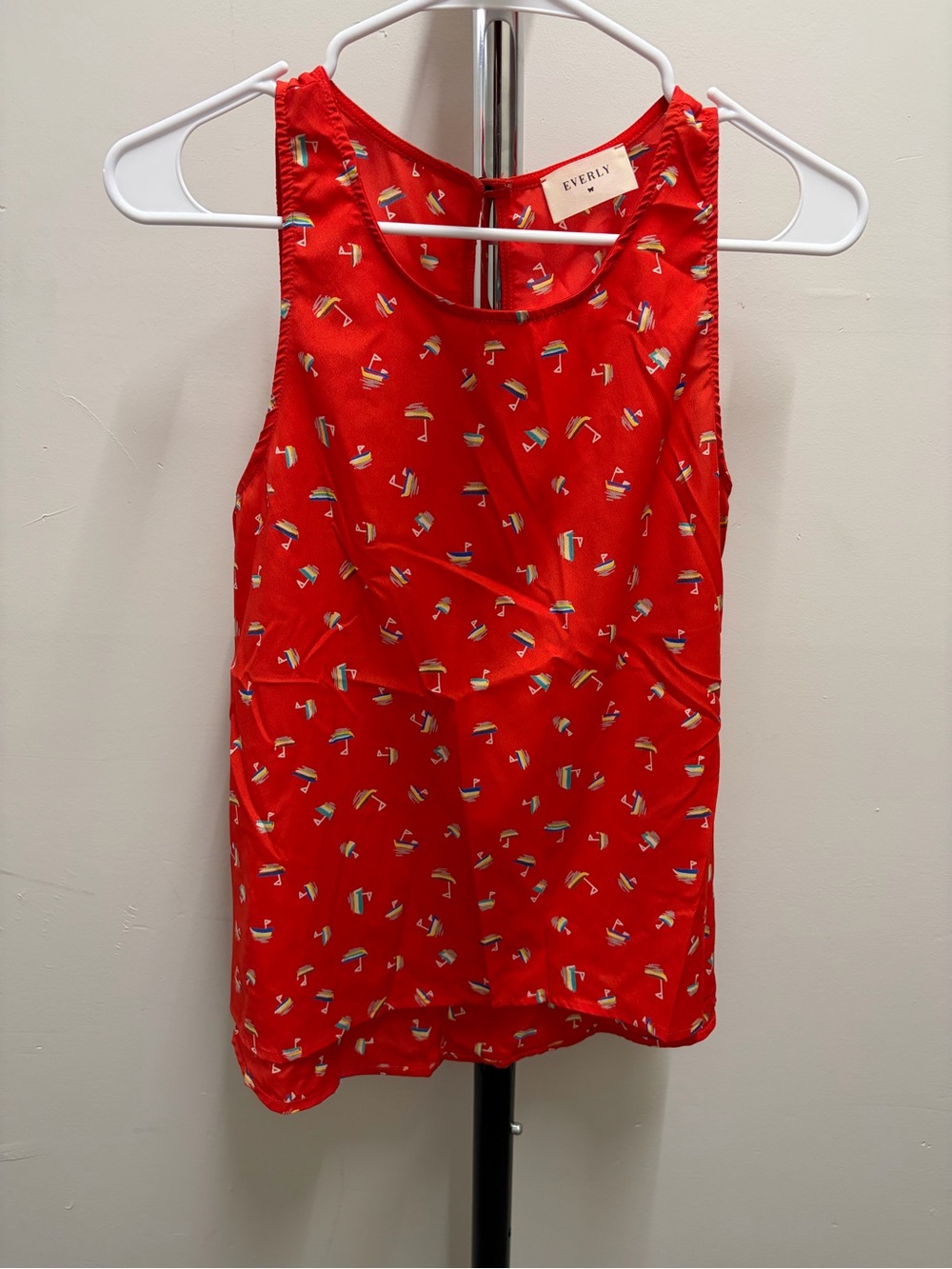 Everly Red Sailboat Printed Sleeveless Tank size Small - ModCloth